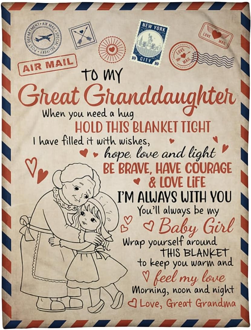 Personalized to My Great Grandson Blanket - Hugs and Love Great Grandson Blanket - Elephant Blanket for Great Grandson - Gift for Great Grandson from Great Grandma - Gift for Birthday Christmas