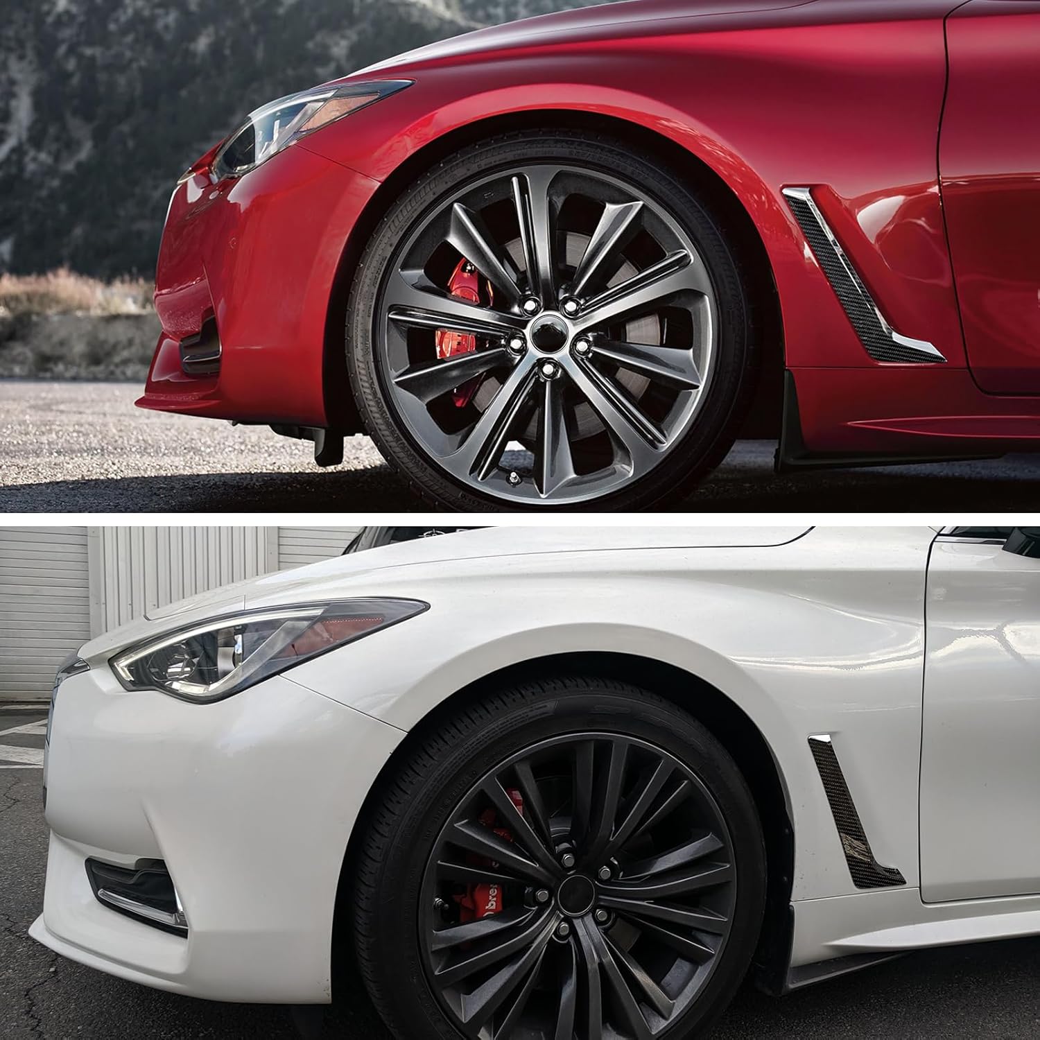 Real Carbon Fiber Front Fender Side Vent Cover Compatible with Infiniti Q60 2017–2022, 3K Dry Carbon Fiber Air Vent Garnish Exterior Trim Accessories