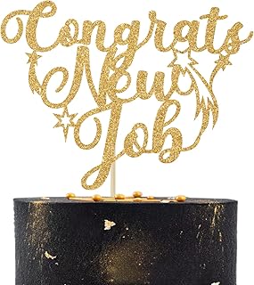 Congrats New Job Cake Topper, New Job Who Dis Cake Decor, Farewell Goodluck, We Will Miss You Party Decorations Supplies Gold Glitter
