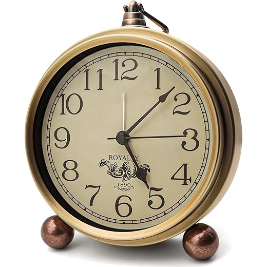 Maxspace Small Retro Golden Alarm Clock