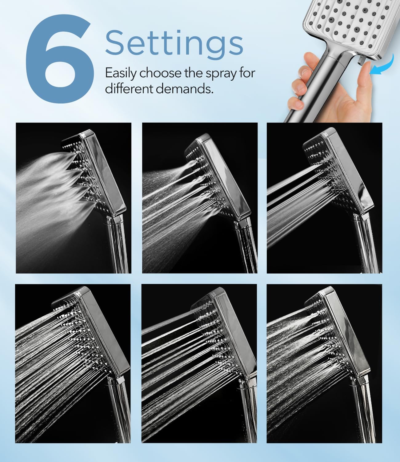 MakeFit 6 Modes Filtered Handheld Shower Head Bundle with 1-PACK Replacement Shower Head Beads