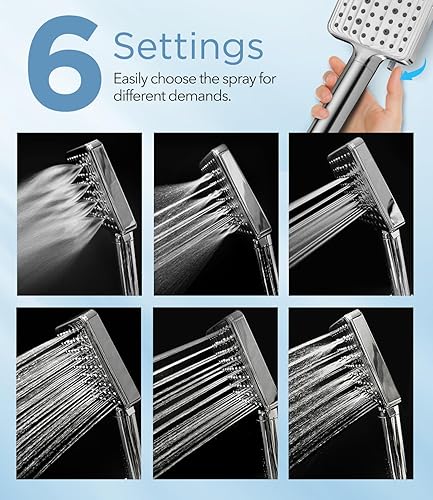 Miniatura 6 de Cabezal de ducha filtrado  6 modos de ducha de mano de alta presión con filtro de cuentas minerales, juego de regadera de mano desmontable con