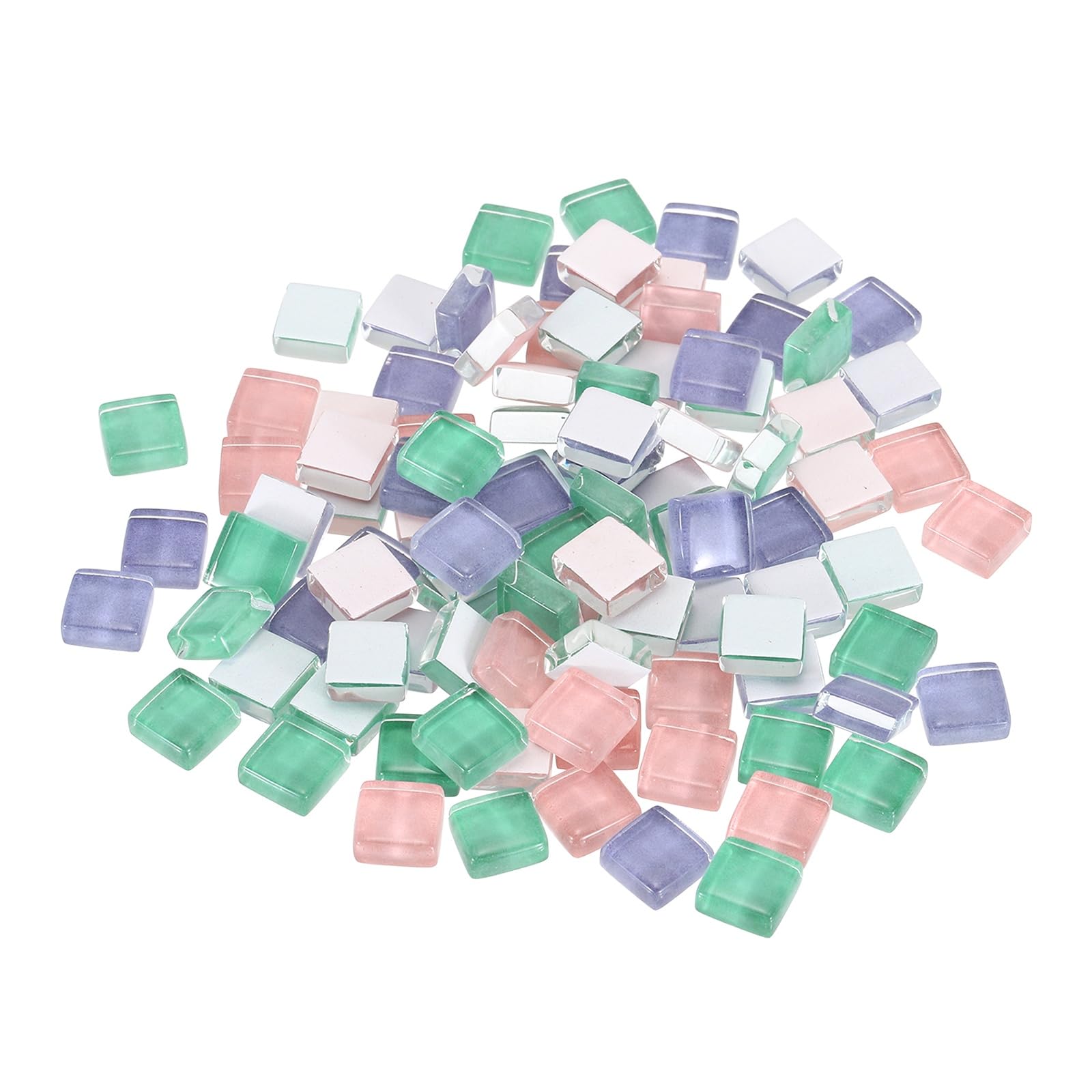 sourcing map Mosaic Tiles, 1 x 1cm Micro Glass Tiny Mini Mosaic Tile DIY Hobbies Handmade Crystal Free Stone Craft Material Creativity (Cyan Purple Pink Series Pack of 110) — image 1