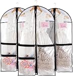 3pcs Sacs de danse transparents pour costumes de costumes manteaux avec fermeture éclair 38" Enfants pendaison rangement, pliables robes imperméables Protecteur de couverture avec ID Fente pour les concours de voyage de placard, Purple
