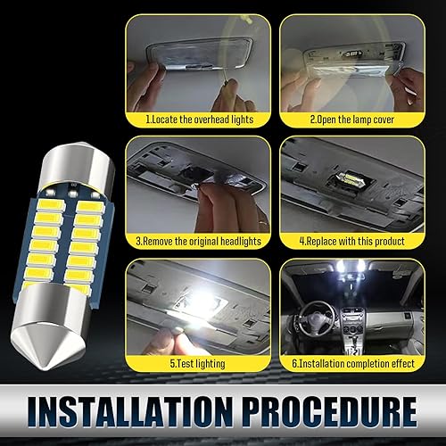 Miniatura 7 de 4 luces LED de doble punta para automóvil de 1.220 in, chip 3014 de 360  envolvente luminoso de cúpula para mapa, luz de lectura, luz de matrícula,