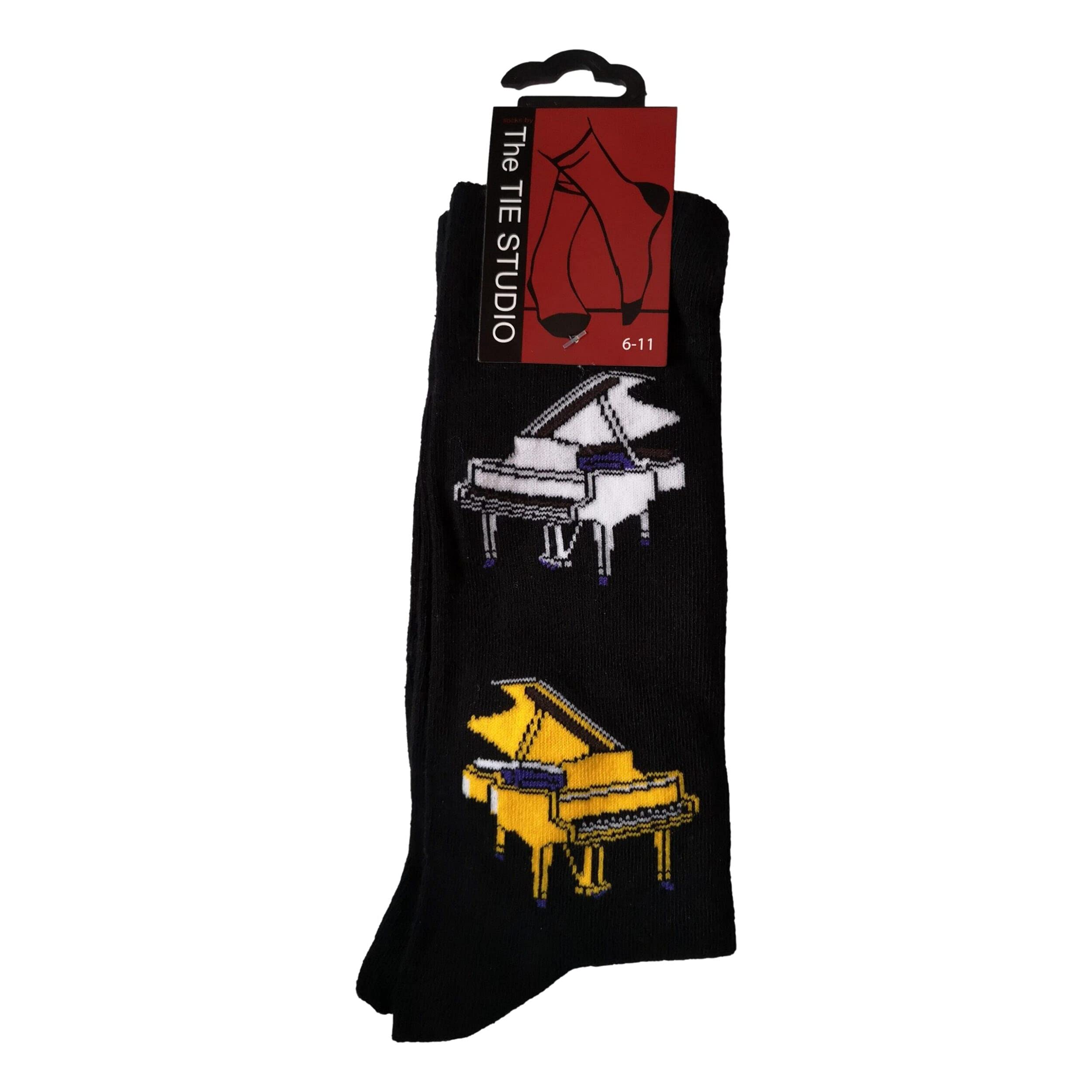 Studio Men's Multicoloured Grand Piano Socks - Black (Size 6-11): Clothing