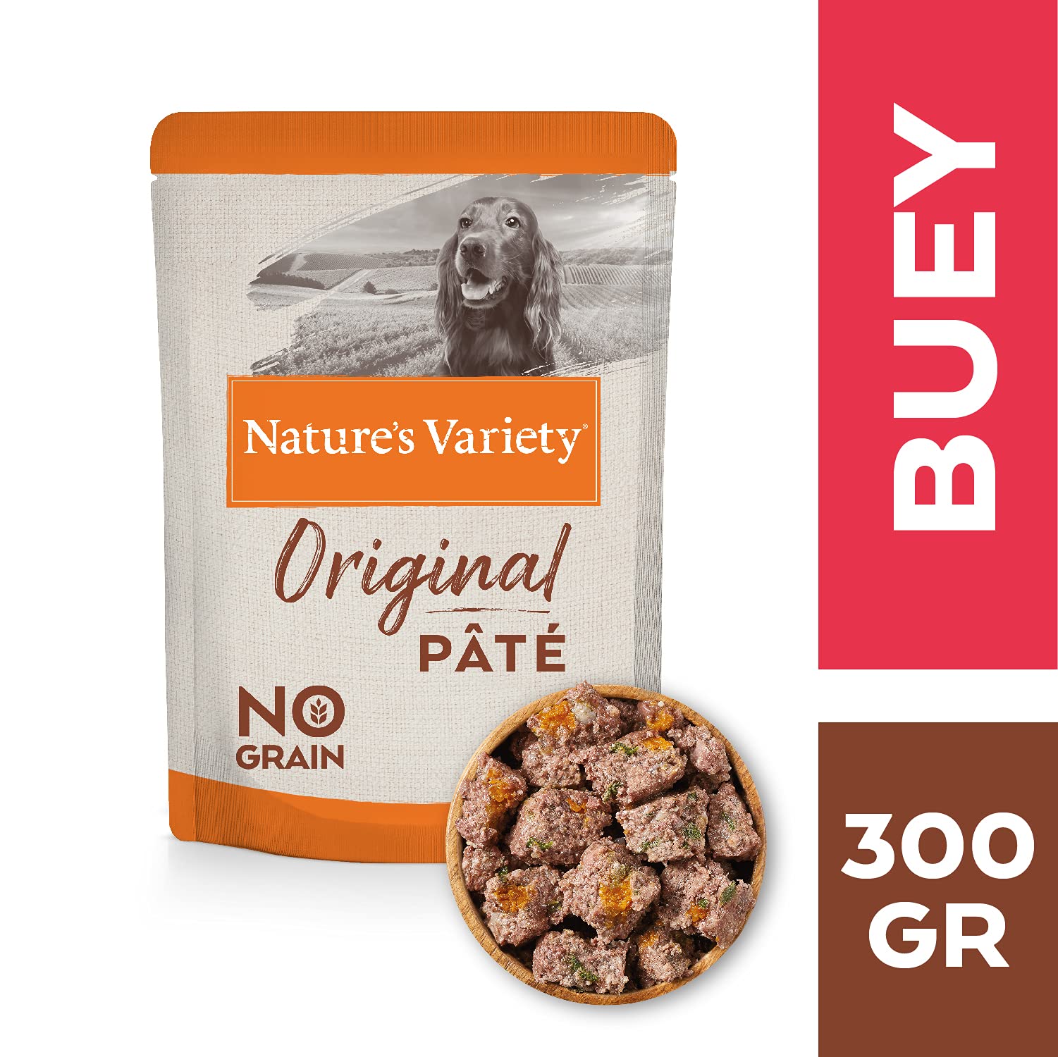 Nature's Variety Original No Grain Pasteten für ausgewachsene Hunde, 4 x 300 g, 4,8 kg