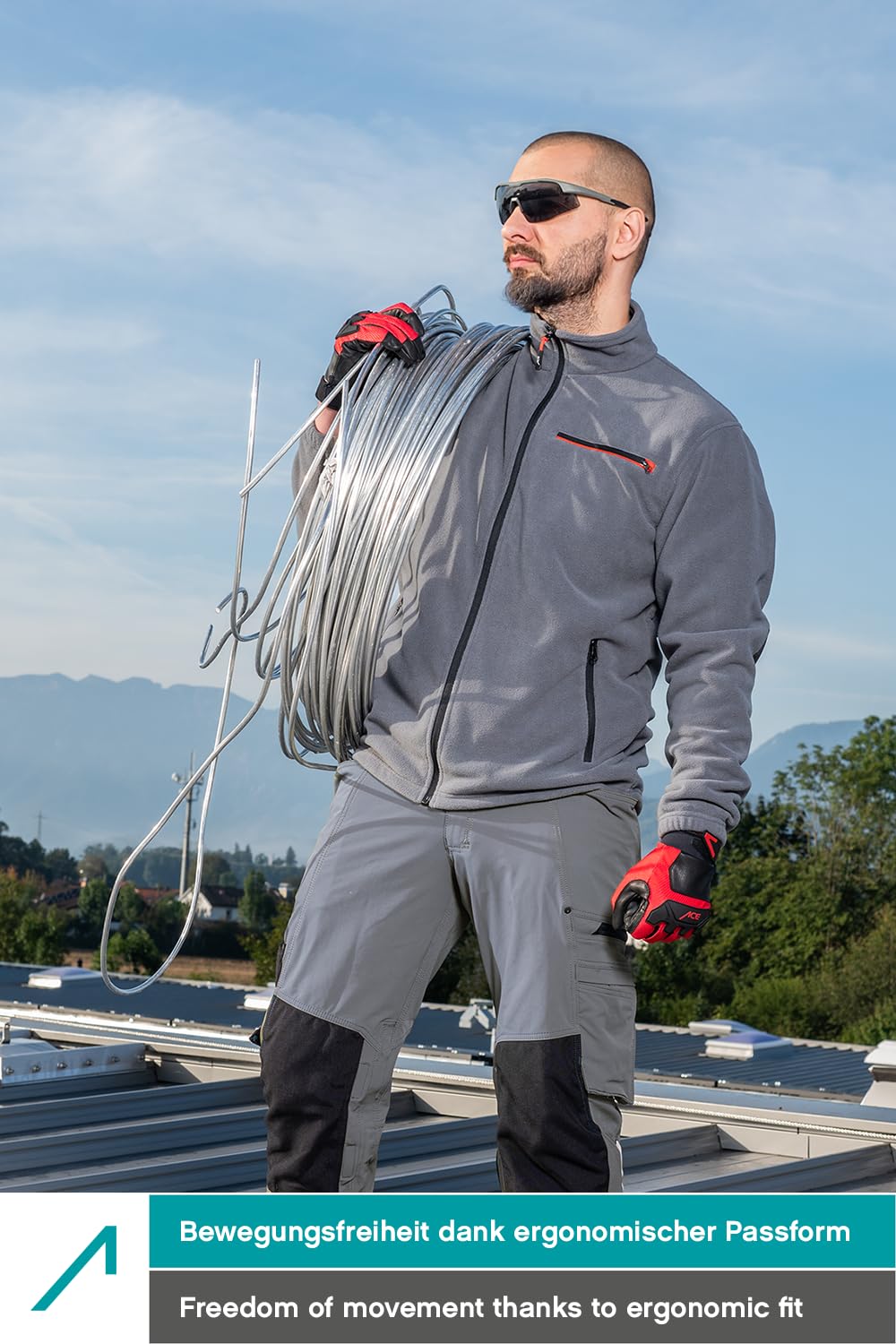 ACE Giacca in pile da uomo - calda giacca outdoor senza cappuccio per uomo - zip a tutta lunghezza e tre tasche