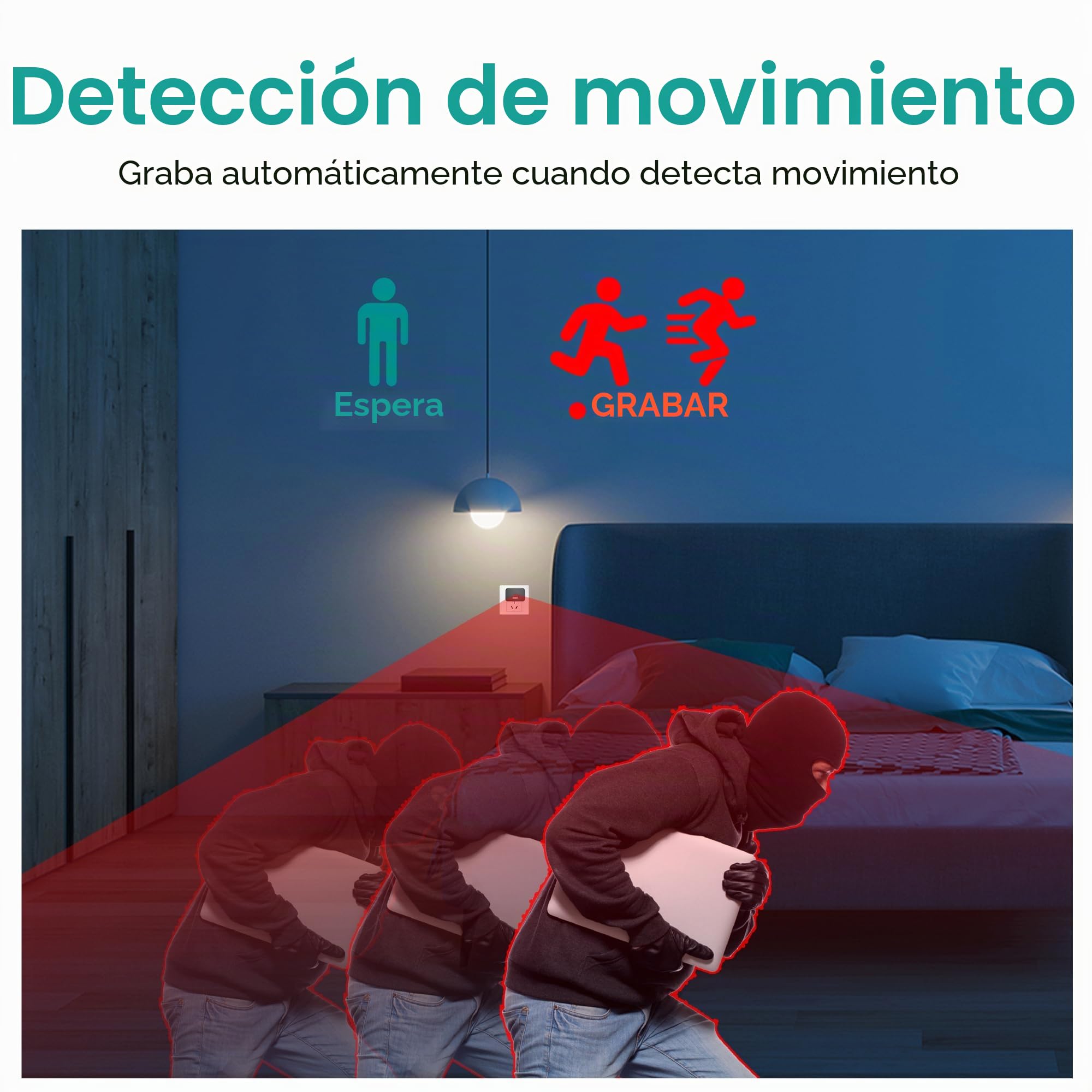DUVIX Cámara Espía Oculta 64GB con Cargador USB, Cámara de Vigilancia 1080P HD con Detección de Movimiento, Mini Cámara de Seguridad Portátil para Casa y Oficina