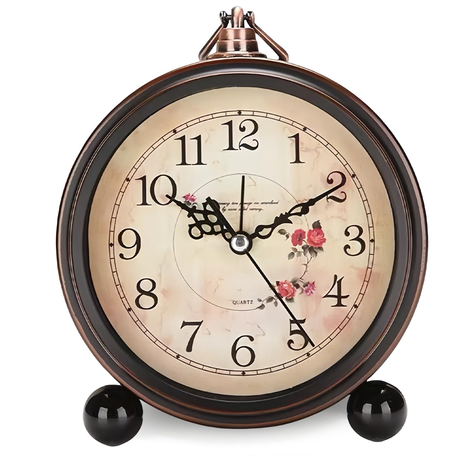 GOEDCH Reloj Despertador Clásico Retro: 5.3 Pulgadas Gracia Retro De Metal, Reloj de Mesa RETR o Vintage, Sin Tictac Reloj, Despertador Electronico Silencio para Mesilla, Dormitorio