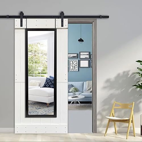 Miniatura 7 de NeuType Espejo de longitud completa de 51 x 16 pulgadas, espejo de pared para puerta, espejo para colgar sobre la puerta con 2 ganchos de metal para