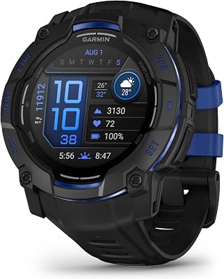 Garmin Instinct 3, 50mm, Smartwatch GPS Ultra Resistente, Black & Bolt Blue | GPS multi-banda con Satiq, torcia incorporata, resistenza all'acqua 10 atm, batteria fino a 24 giorni