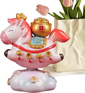 Rotating Horse Desktop Ornament - Cute 2026 Lunar New Year Animal Statue | Small Animal Sculptures With For Desk Living Room Bedroom Bathroom Shelf Entrance Window New Year