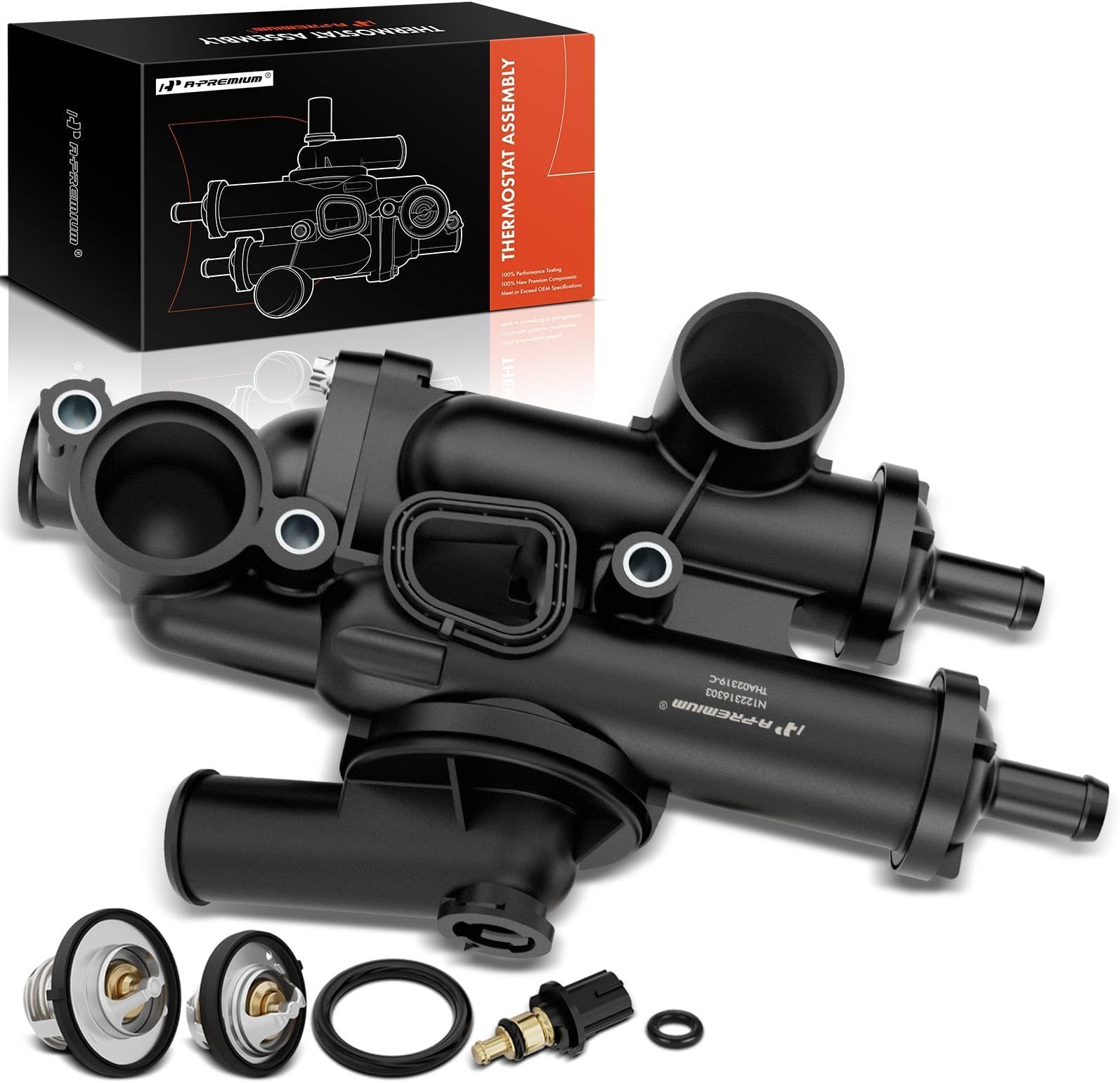 A-Premium Engine Coolant Thermostat and Housing Assembly W/Sensor & Seals Compatible with Dodge Avenger 08-14 Journey 09-20 & Chrysler 200 11-14 Sebring 07-10 - L4 2.4L, for# 4884571AB, 06508355AA
