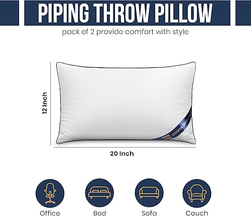 Miniatura 2 de Utopia Bedding Juego de 4 cojines decorativos de 12 x 20 pulgadas, para sofá, cama, sofá, funda de cojín (4 unidades, color blanco)