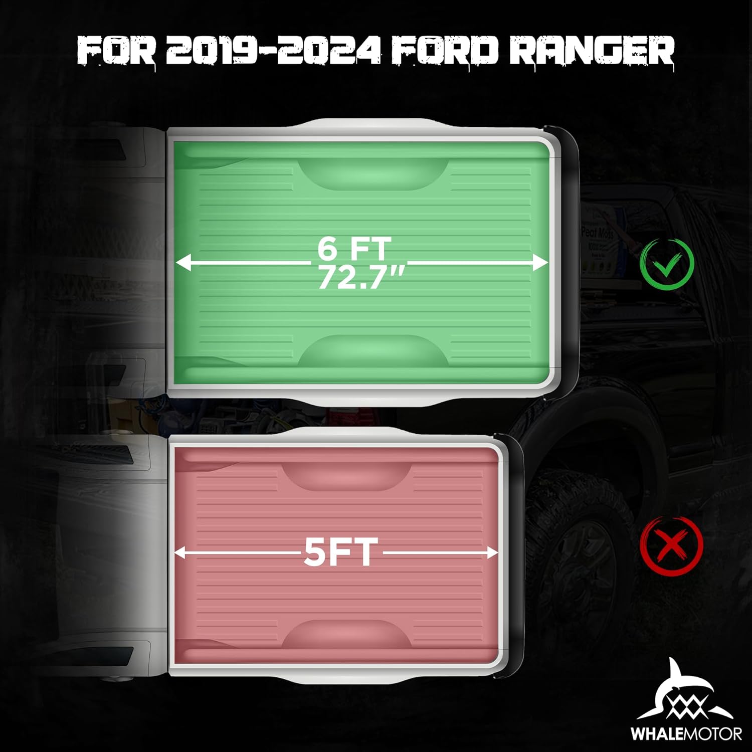 Truck Bed Tonneau Cover Compatible with Ford Ranger 2019 2020 2021 2022 2023 6 ft Standard Box, Soft Roll Up Style