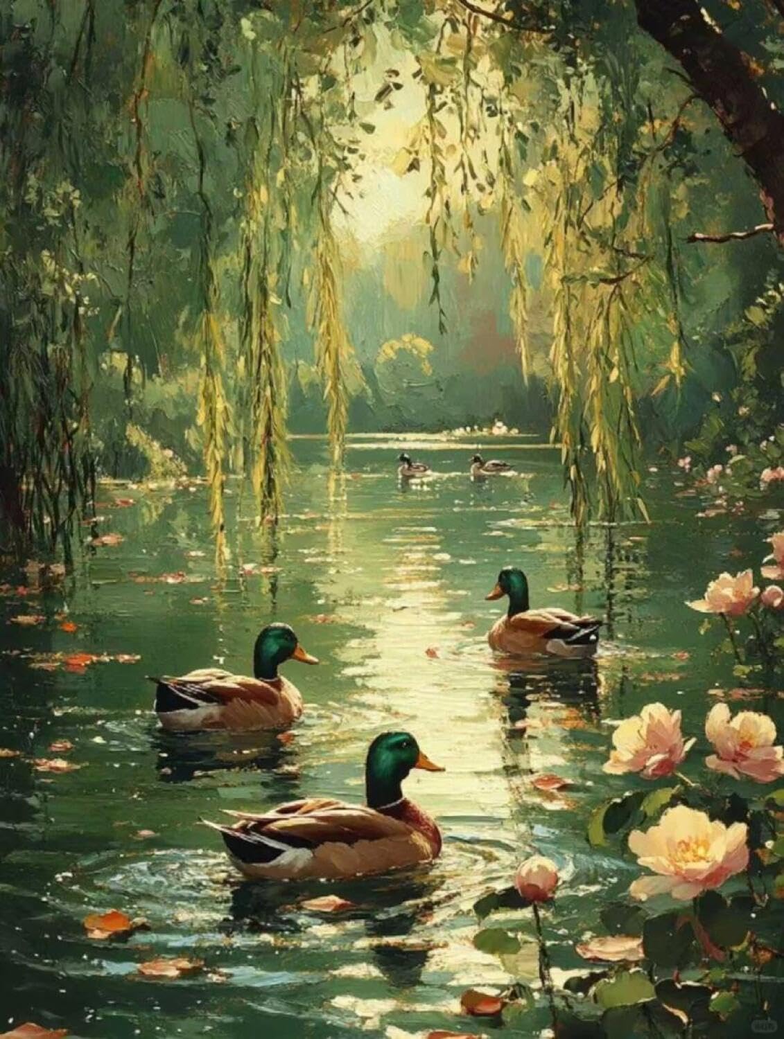 Rqwybcaxn Bead Cross Stitch Kits Ducks in the Water 40x50cm