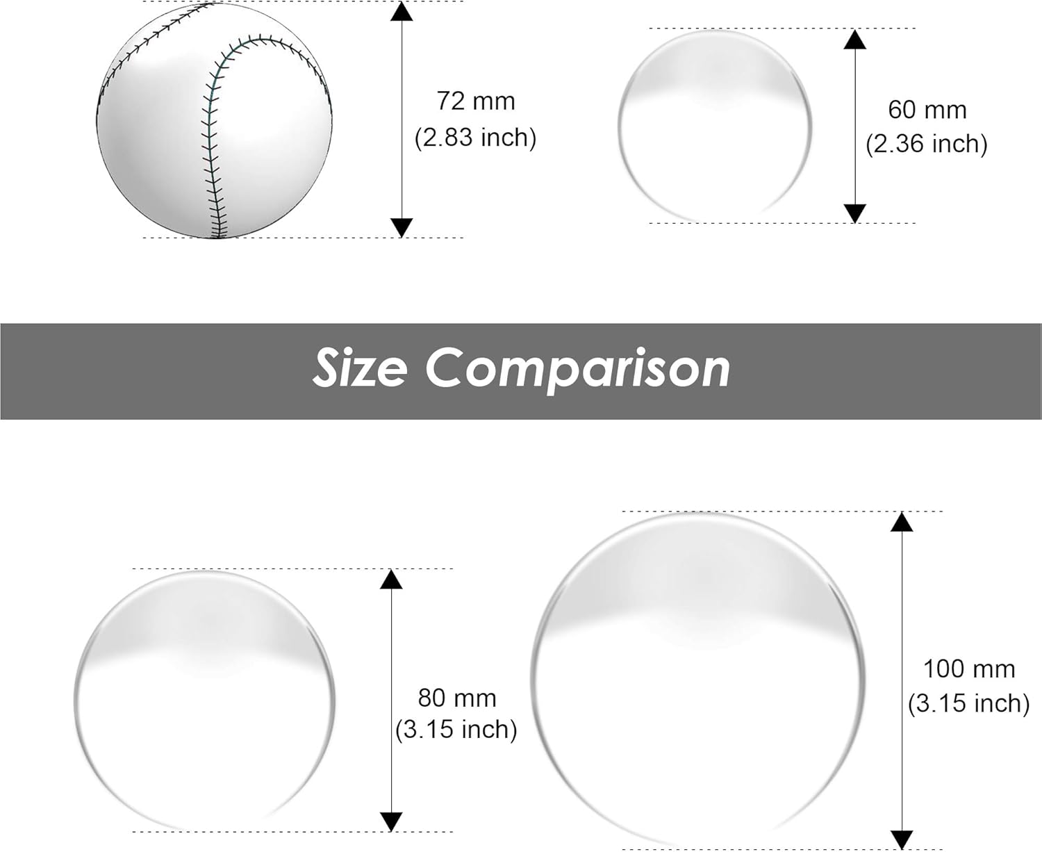 EMART Crystal Ball for Photography 3 Pack, Props Decoration, K9 Lens Suitable Gazing for Divination, Feng Shui, Fortune Telling, Meditation, Magical Shots, Elegant Home & Party Decor(60/80/100mm)