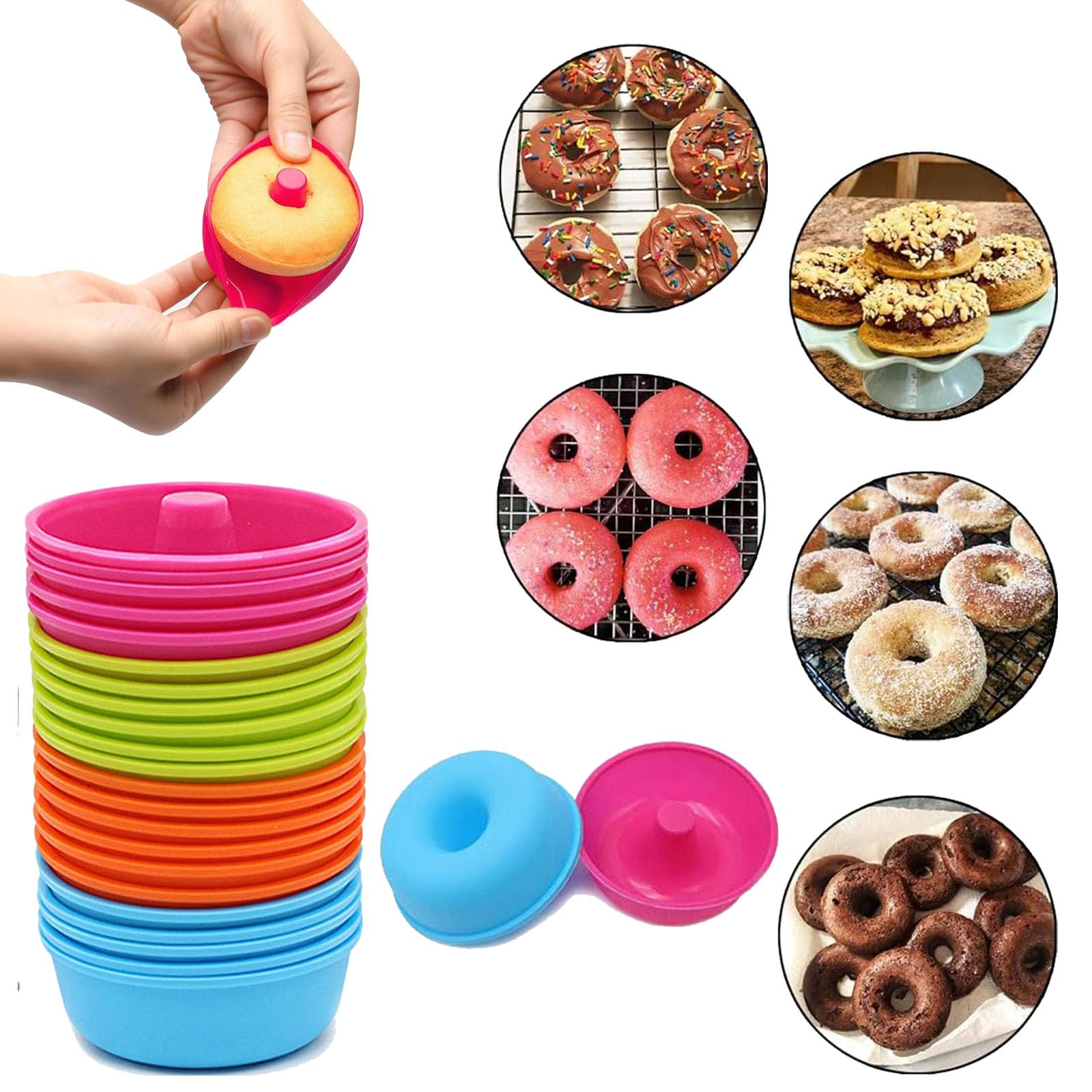 Set Stampi Per Ciambelle In Silicone | 3 Forme (Cuore, Zucca, Rotondo) + Spazzola | Antiaderente Per Forno E Microonde - Foto 10