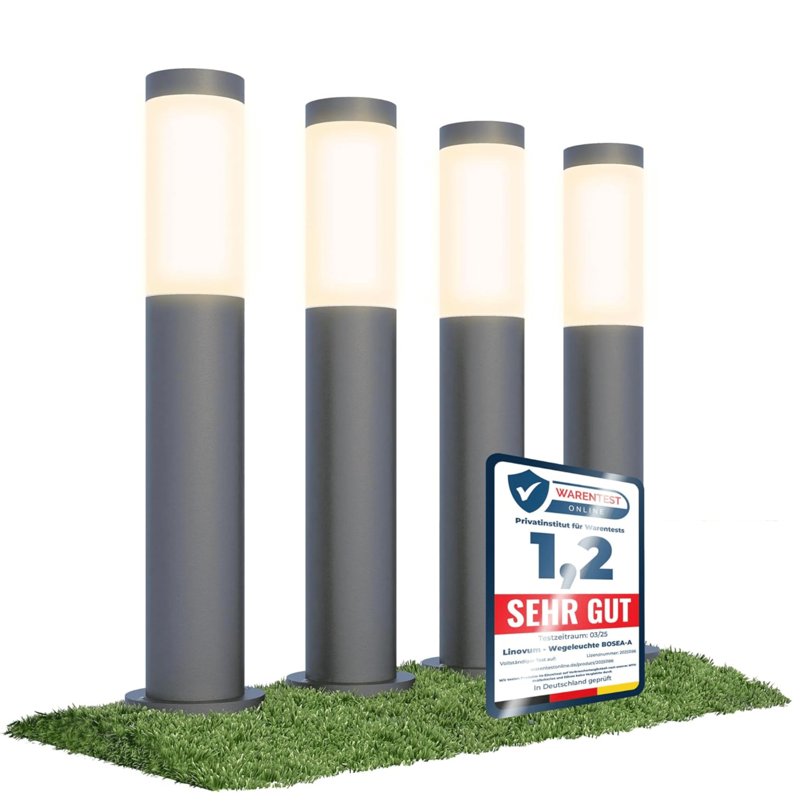 SSC-LUXon BOSEA-A - lot de 4 bornes lumineuses E27 IP44 inox rond 50cm
