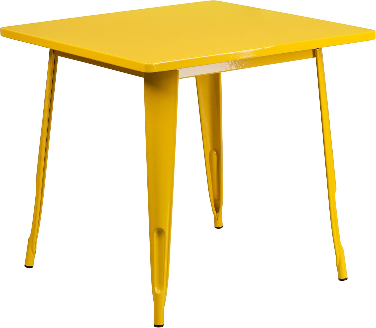 EMMA + OLIVER Commercial Grade 31.5" Square Yellow Metal Indoor-Outdoor Table