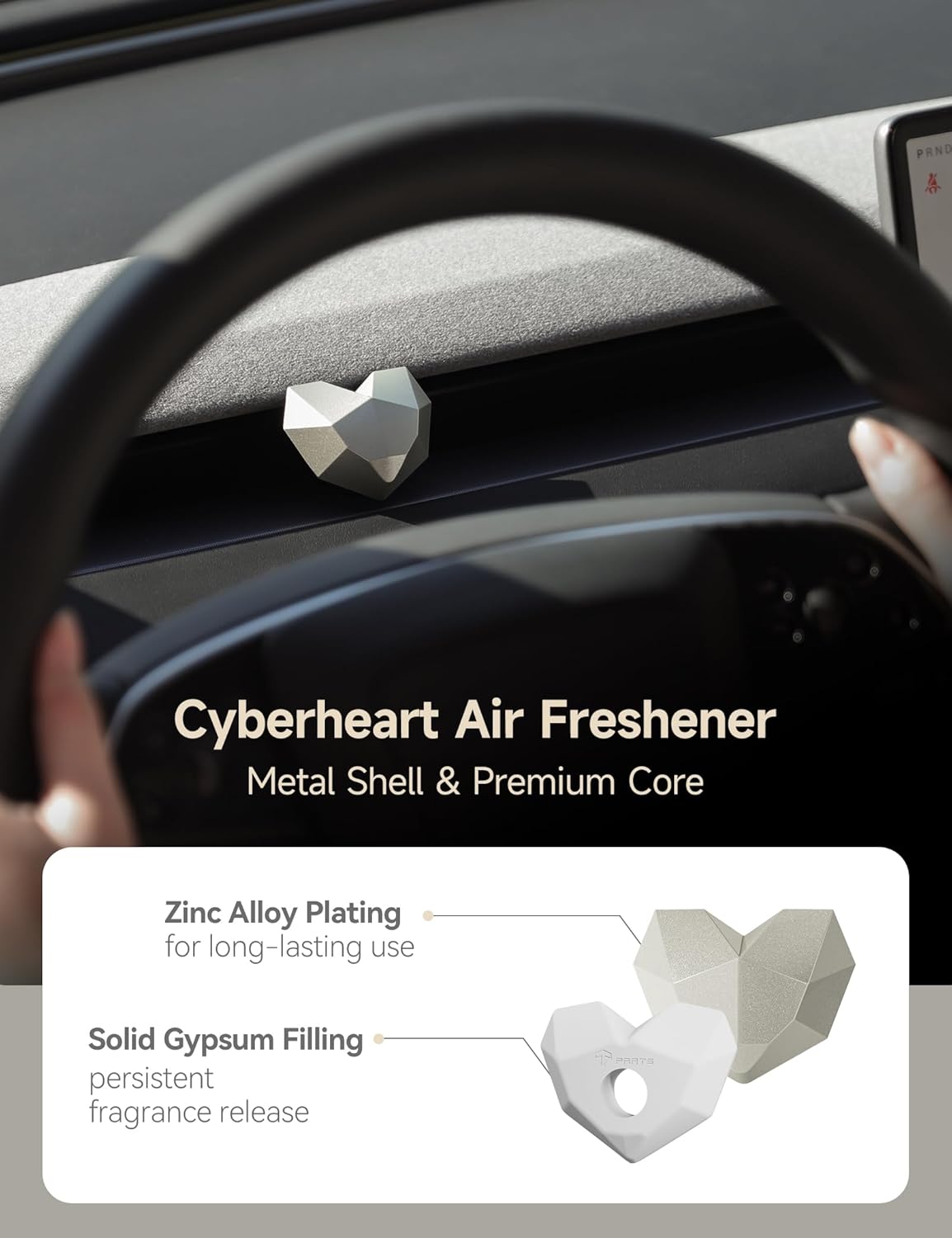 TPARTS Air Freshener for Tesla Model 3 Model Y, Cyberheart Scents Diffuser with 2 Scent Refills Fits for All Tesla Model 3/Y Airvent (Oriental Zen Tea)