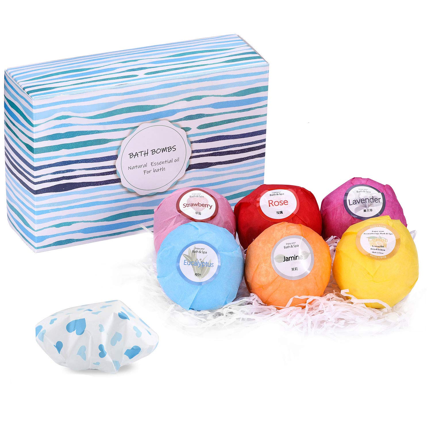 Essential Oil Bath Bombs Gift Set 6 x 4.0 oz Natural Organic Bubbles Lush Fizzies Spa to Moisturize Dry Skin for Women Kids Birthday Mothers day Gifts idea For Her/Him, wife, girlfriend (colour1)