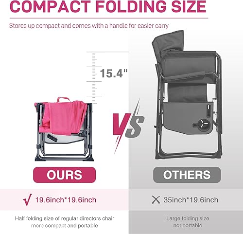 Miniatura 5 de EVER ADVANCED Silla de directores de camping con mesa auxiliar, plegable portátil con tamaño compacto, diseño transpirable y de secado rápido, silla