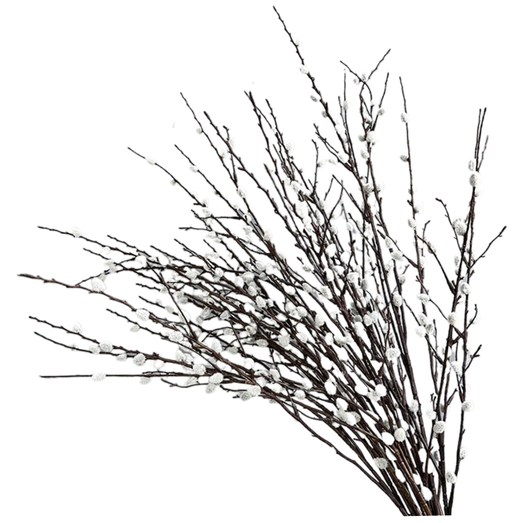 Branches de saule de la chatte artificielle : 4 bouquets blancs réalistes de 80 cm pour vase