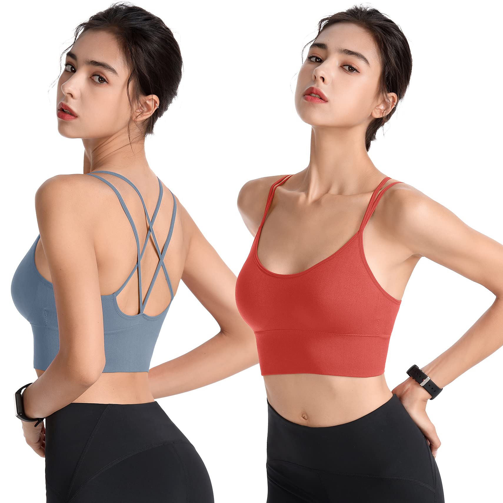 Sujetadores Deportivos Acolchados para Mujer, con Tirantes Cruzados, para Yoga, Entrenamiento, Fitness, Correr, Gimnasio, Parte Superior de bajo Impacto