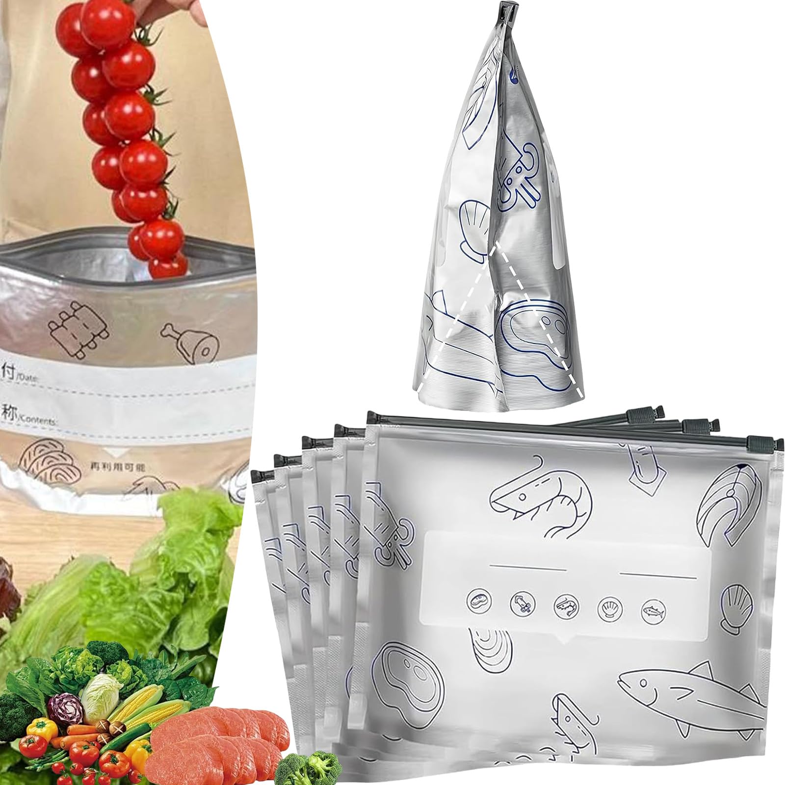 Bolsas de almacenamiento de papel de aluminio resellables al vacío con cierre de cremallera