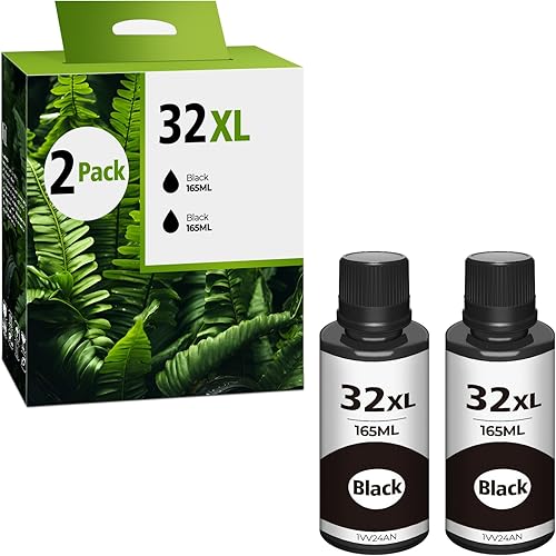 31 32XL - Juego de botellas de tinta negra de repuesto compatible con HP 31 32XL, compatible con HP Smart-Tank 7301 7602 5101 7001 6001 5103,