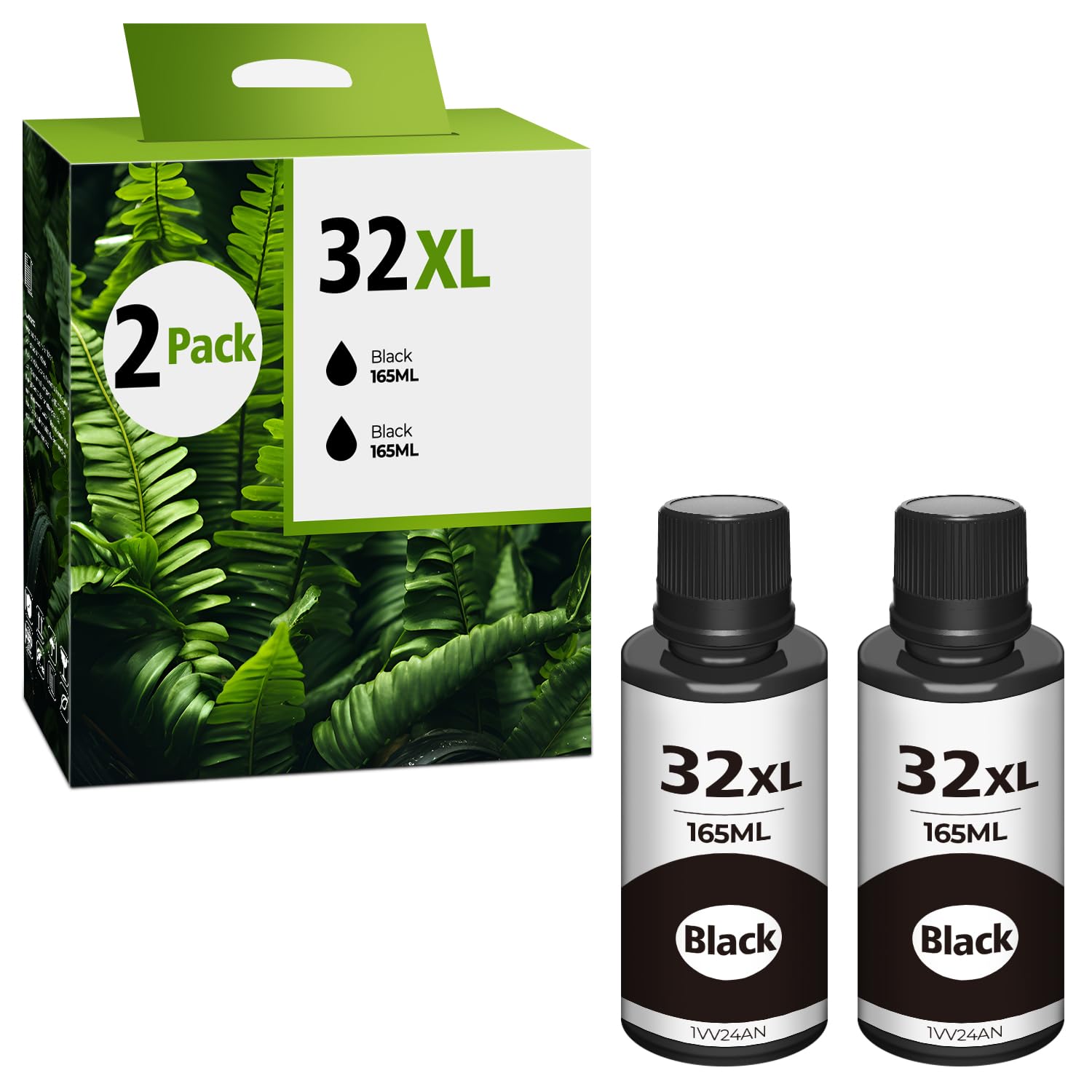 31 32XL Black Ink Bottles Set Compatible Replacement for HP 31 32XL Compatible for HP Smart-Tank 7301 7602 5101 7001 6001 5103 Ink Refill, Smart-Tank Plus 651 551 455 All-in-One Printer 2P