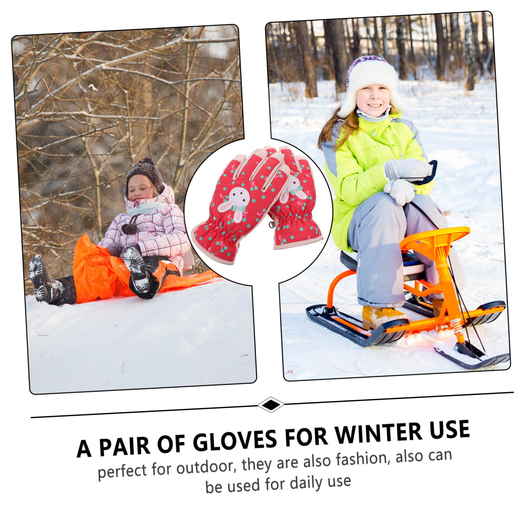 Sosoport 2paare Junge Mädchen Skihandschuhe Und Winddicht Für Outdoor-Sportarten Wie Skifahren Und Radfahren Mit Elastischem Handgelenk Und Temperaturverschluss