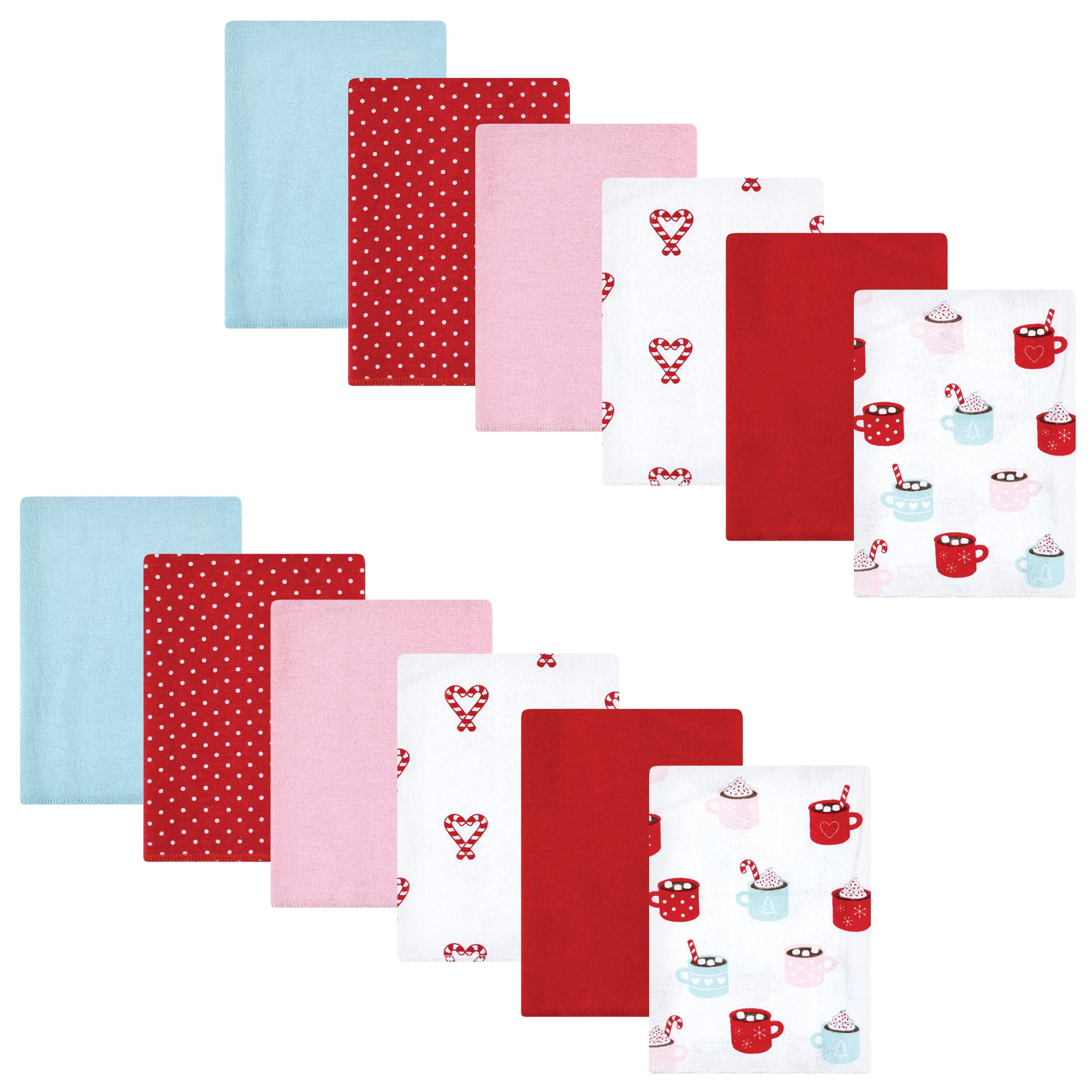 Hudson Baby Unisex Baby Cotton Flannel Burp Cloths Bundle, Hot Cocoa, One Size