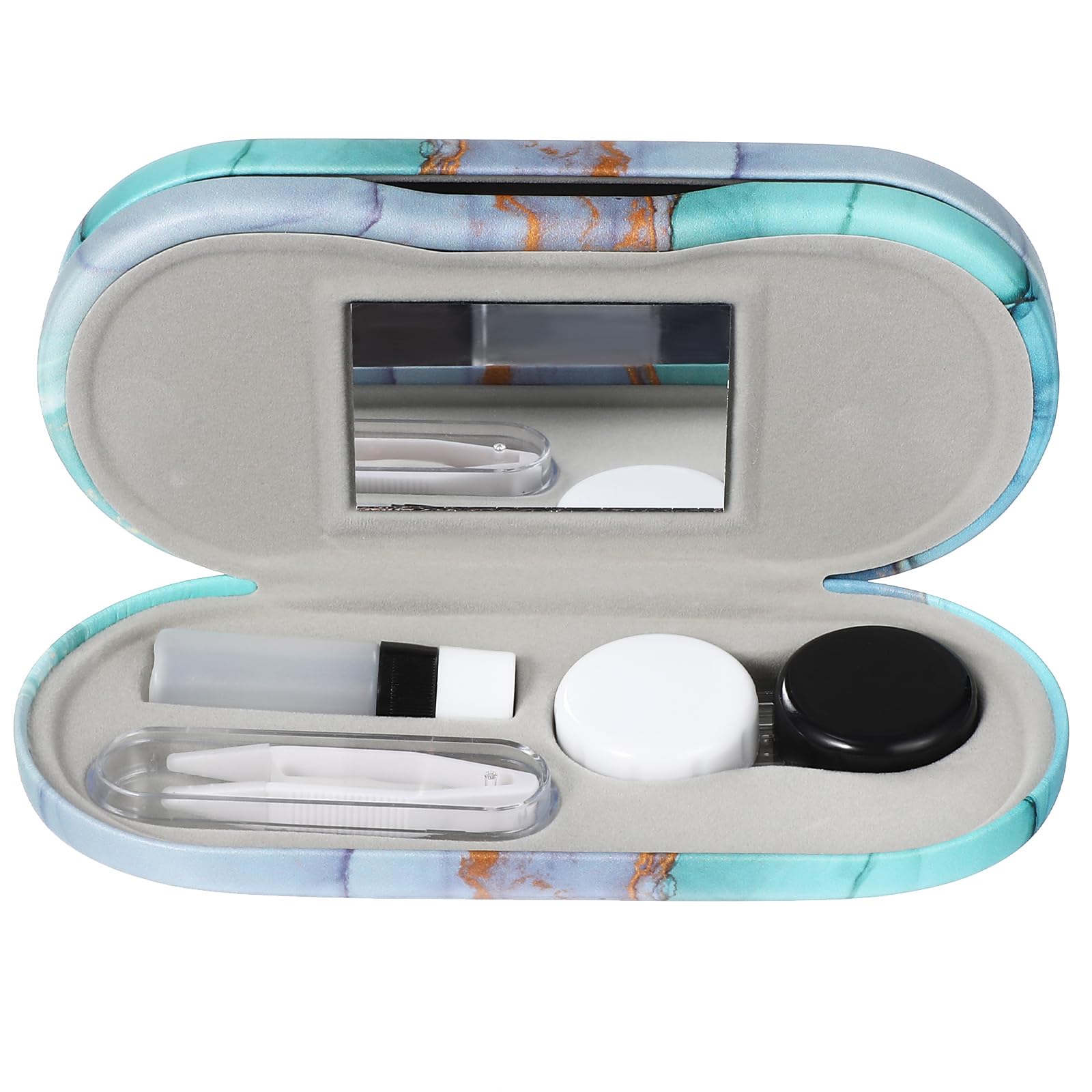 Étui lunettes portable double compartiment compact chic en PU - 8