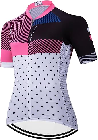 Serijoars Womens Cycling Jersey Women Short Sleeve Road Bicycle Clothing MTB Tops Summer Outdoor Sports Wear