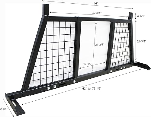 Miniatura 2 de MaxxHaul 50257 Estante ajustable para dolor de cabeza de camión, se adapta a camas de 62 a 76.5 pulgadas, montaje atornillado sin taladro, pantalla