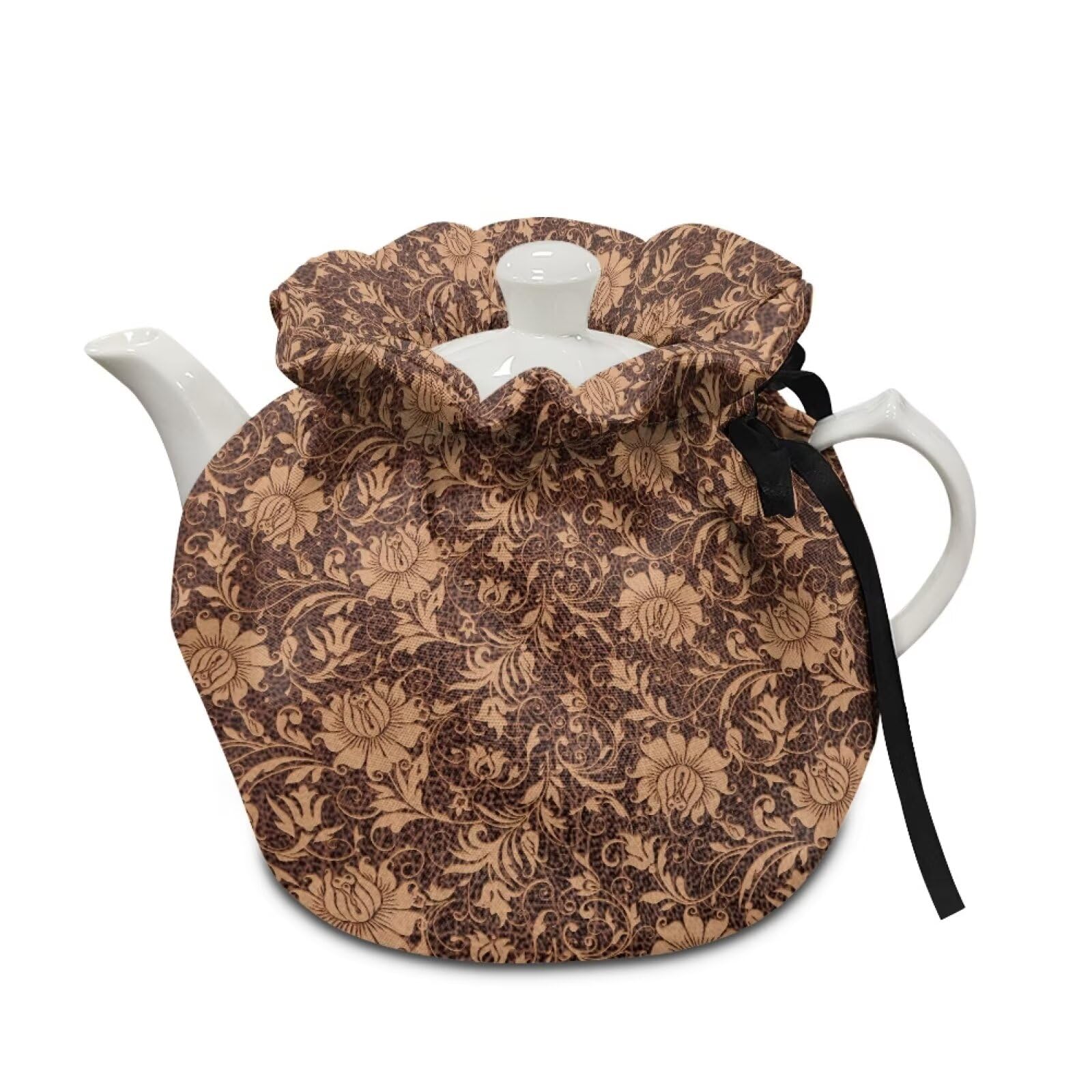 Flower Print Tea Cozy for Teapot Portable Kitchen Teapot Dust Cover, Breakfast Warmer, Insulation and Keep Warm Machine Washable