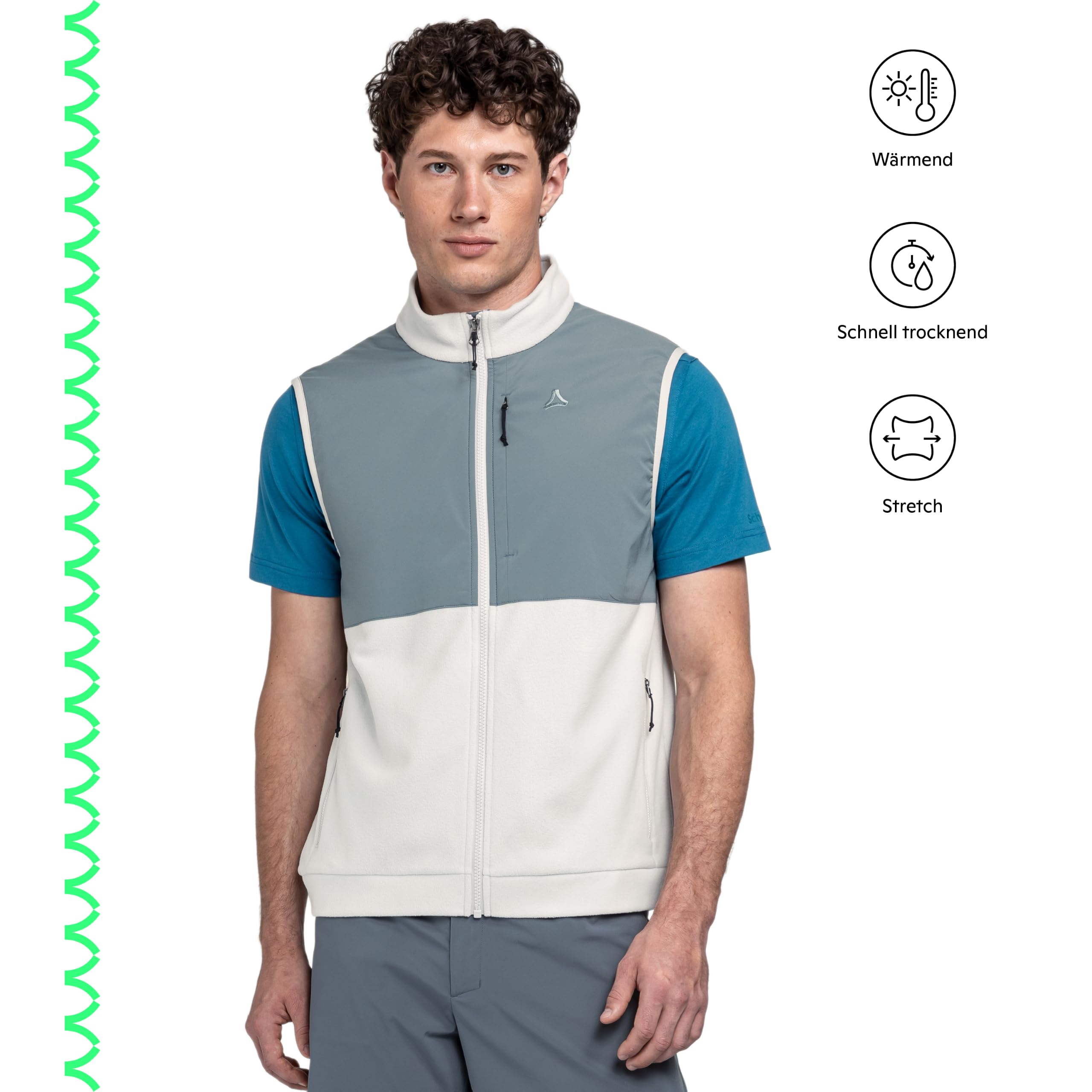 Schöffel Herren Fleece Vt Style Ash MEN, Weste aus schnell trocknendem Micro Fleece, Outdoor Weste mit mehreren Taschen