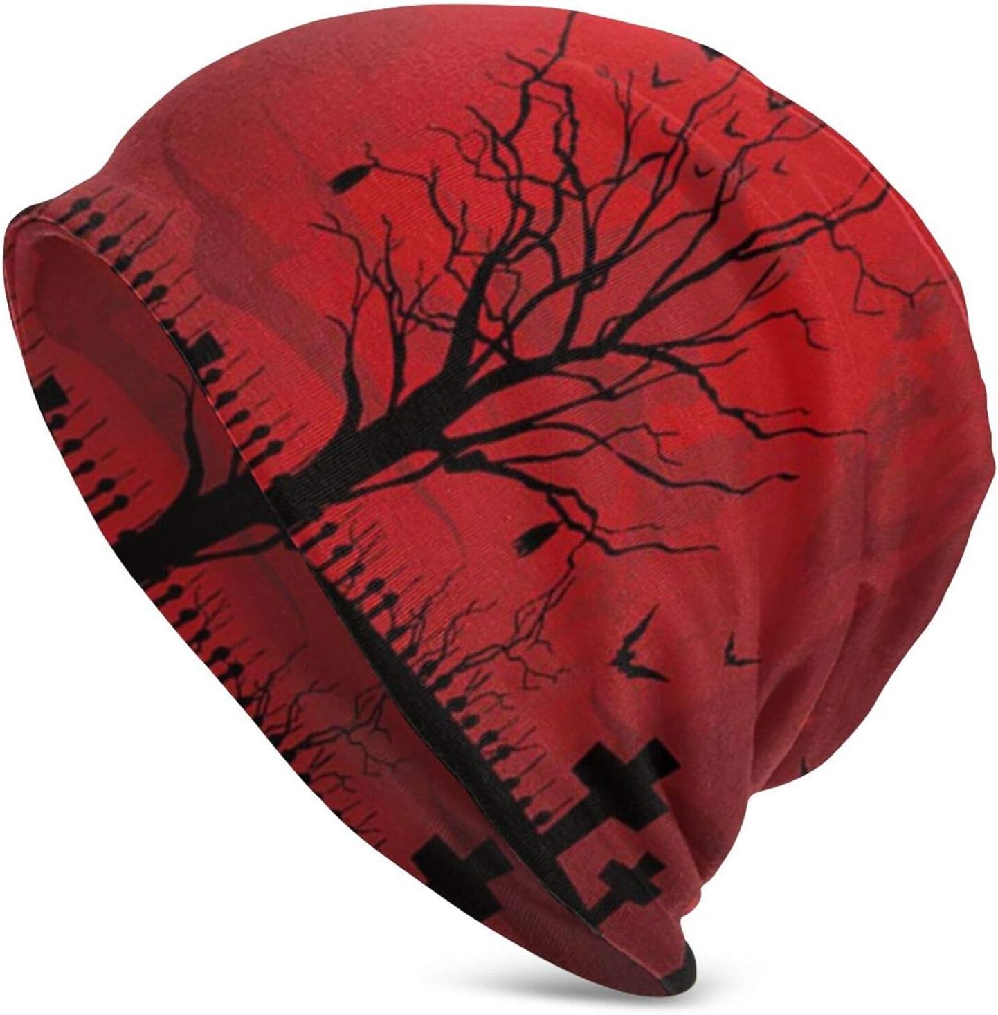 Unisex Beanie Caps Gothic Scary Halloween Dark Red Night Knit Hat Skull Cap Winter Summer Warm Womens Mens Hats