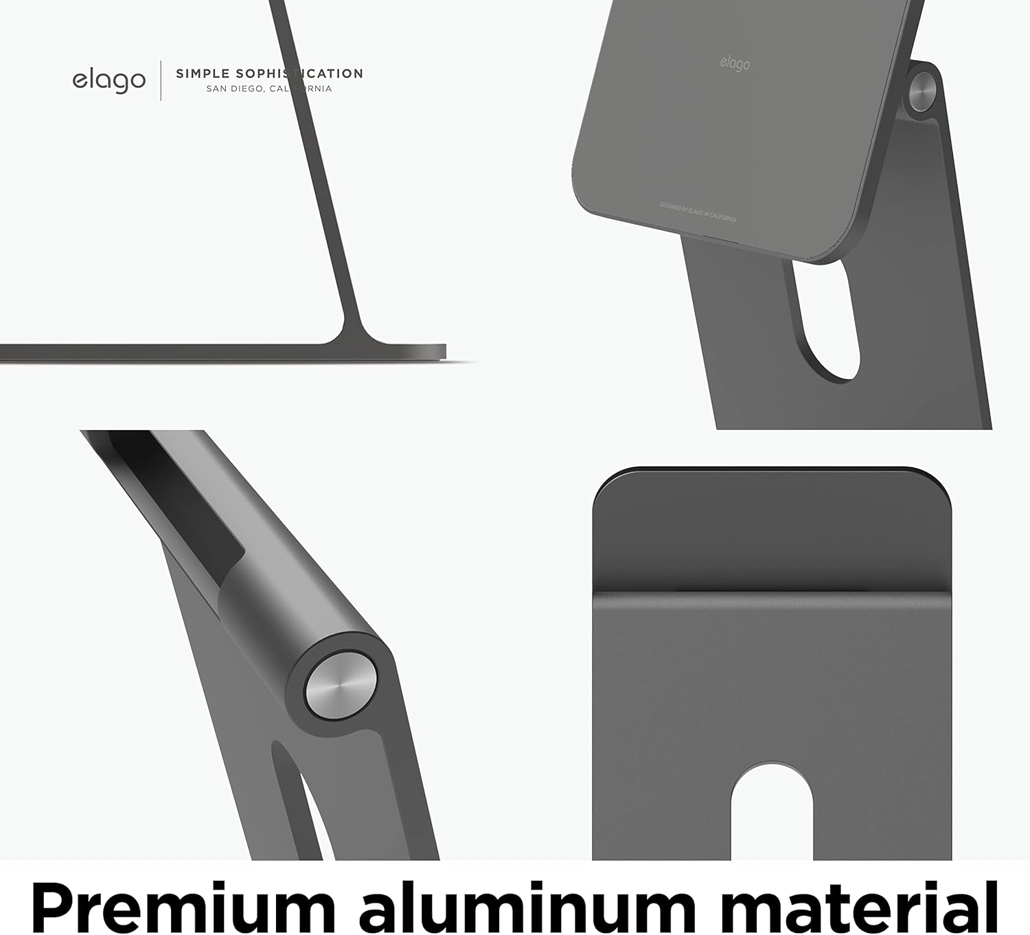 elago Premium iPad Magnetic Stand Designed for iPad Pro 12.9"(5th,4th Gen), 11"(3rd,2nd Gen), Air 10.9"(5th,4th Gen), Mini 8.3"(6th Gen, A17 Pro), 10.9"(10th Gen) [Dark Grey]