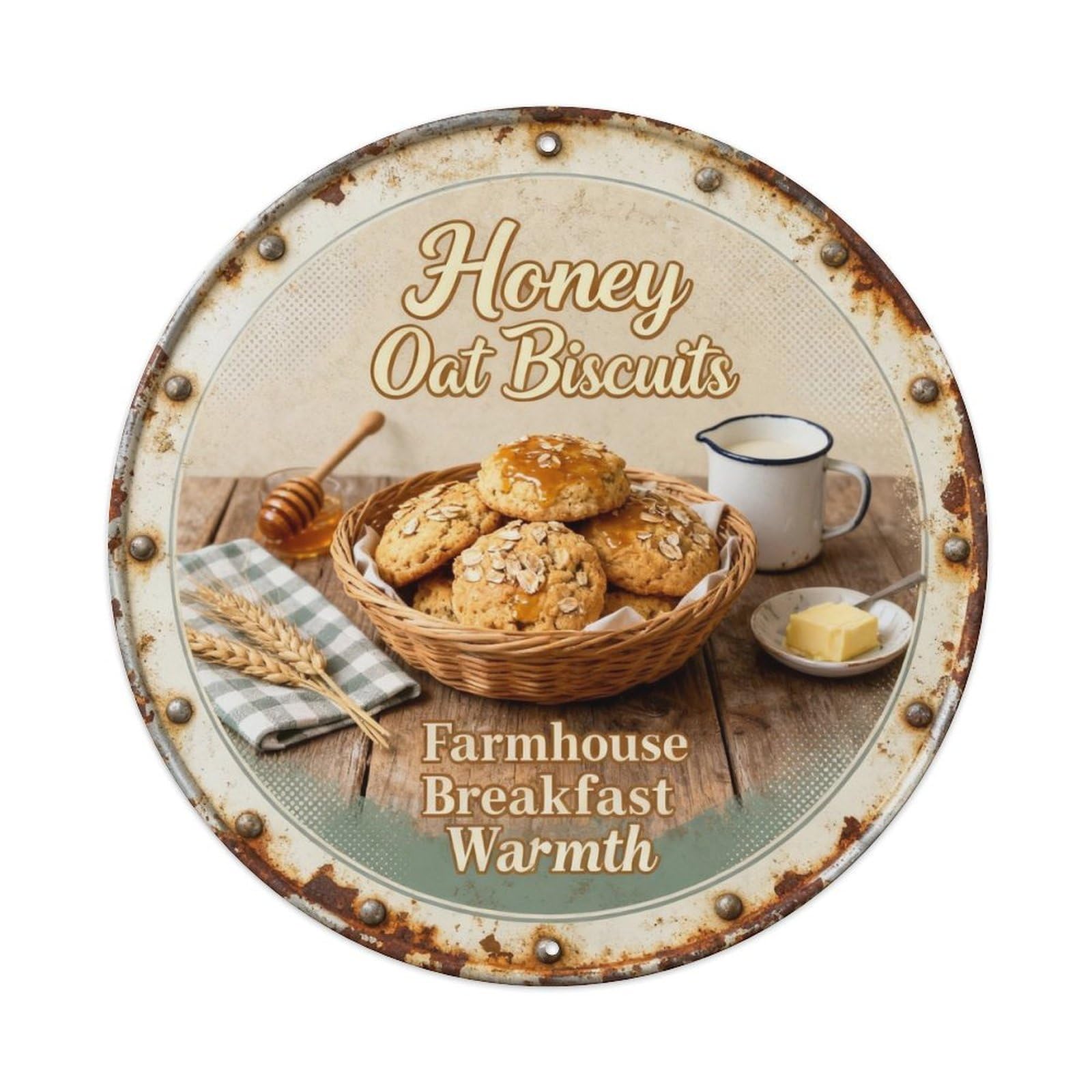 Honey Oat Biscuits Metal Tin Sign Plaque