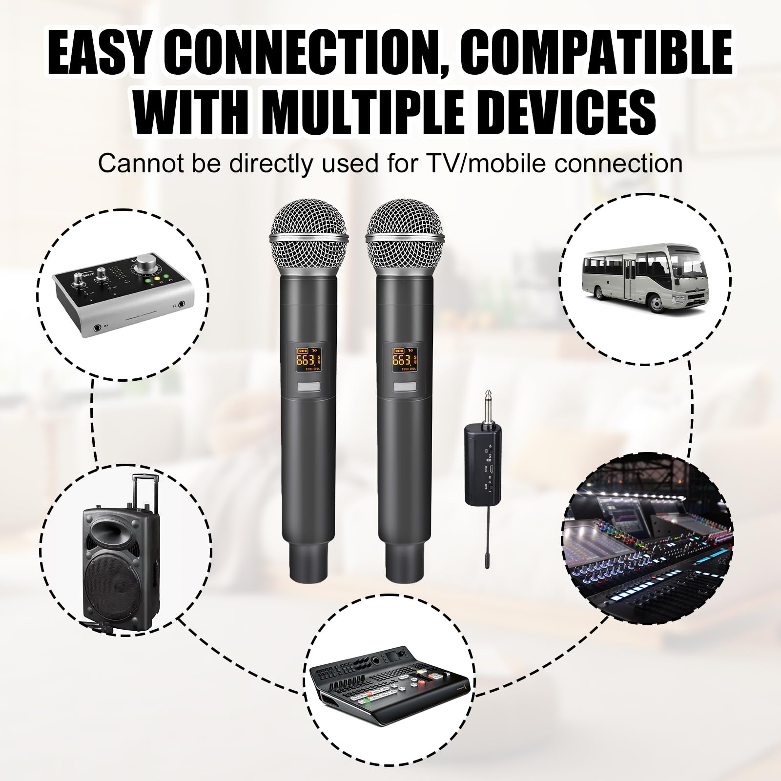 Micrófono Inalámbrico, Micrófono Karaoke, Sistema Doble De Micrófono Dinámico Con Receptor Recargable, Micrófono Con Conexión A Chip Individual, Micrófono Dinámico Para Cantar, Fiesta En Casa, Reunión