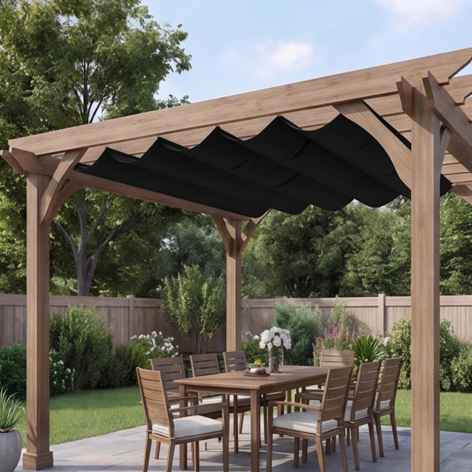 Chowany żagiel przeciwsłoneczny 1,8 x 5,8 m HDPE na wymiar, pergola, ochrona przed promieniowaniem UV i rozerwanie, do markizy, tarasu, podwórza, werandy, pawilonu, kolor czarny