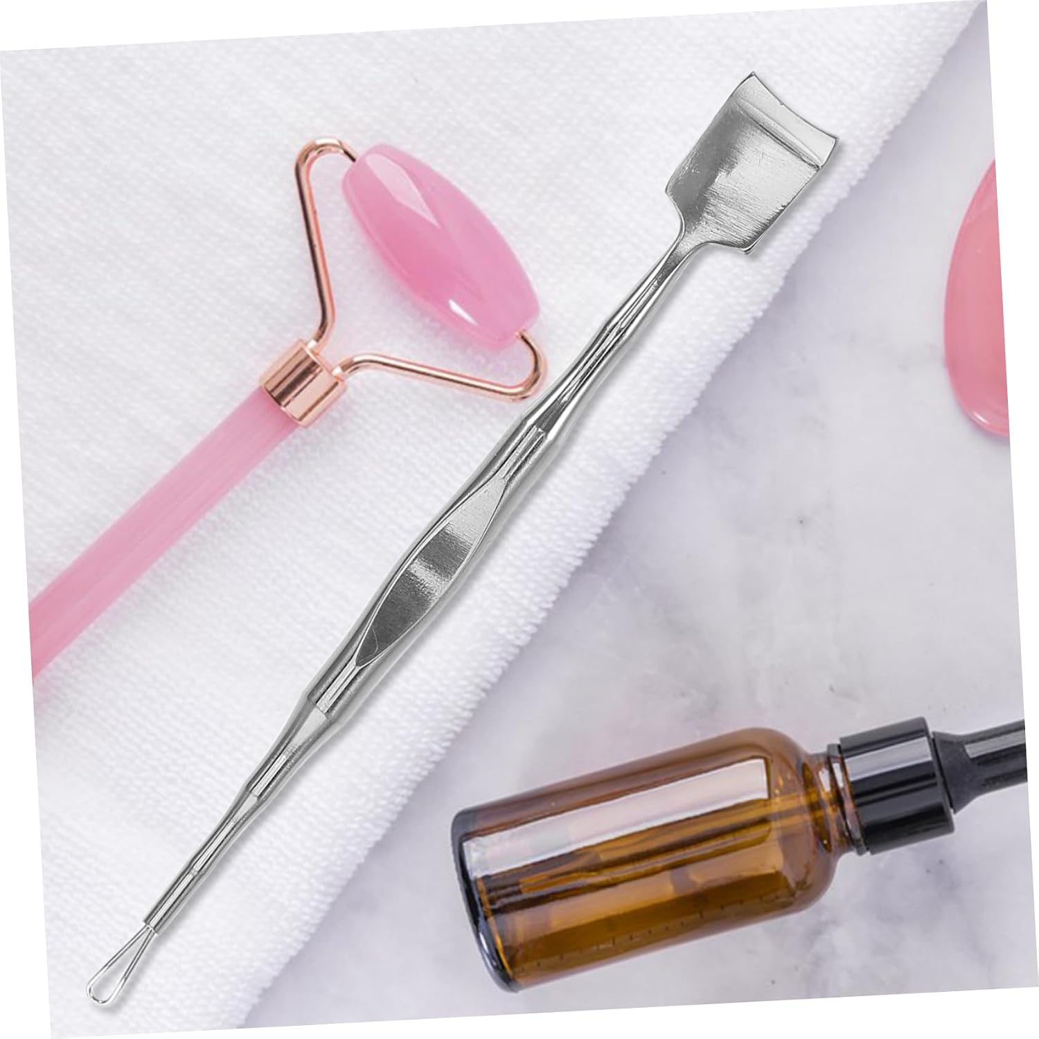 Stainless Steel Dual-Ended Blackhead Cleaner Spatula for Travel