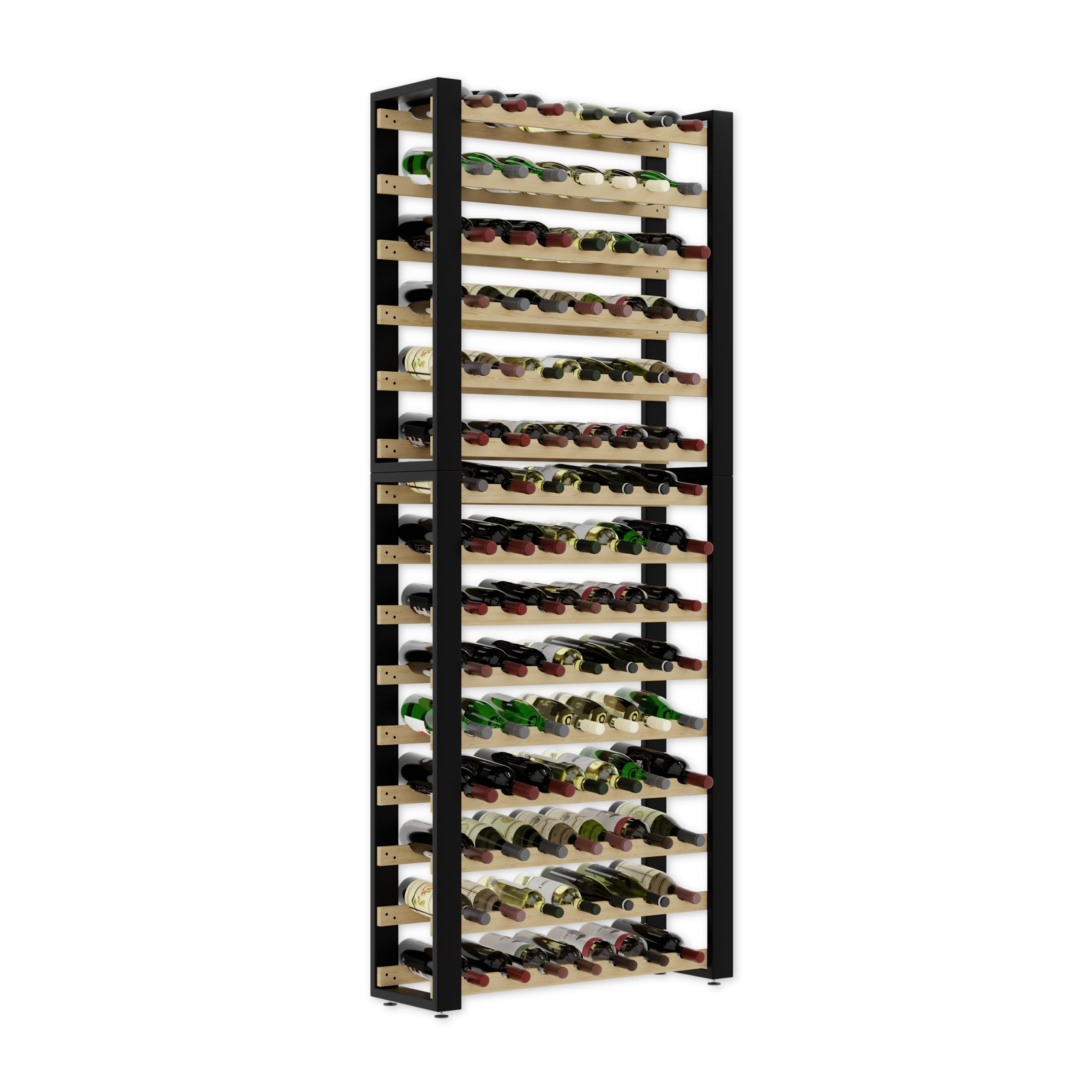 Lenmar Serie RW Wijnrek van hout voor flessen, loft, flessen, wijn, flessenrek, kelderrek, rek, flessenhouder, wijnstandaard ... (LOFT 90, 204 x 74 x 27, 90 flessen