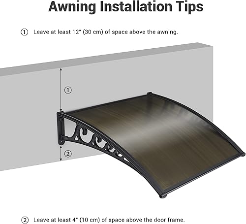 Miniatura 5 de Yescom - Toldo para ventana de puerta de patio o patio, protección contra la lluvia y la nieve, de policarbonato