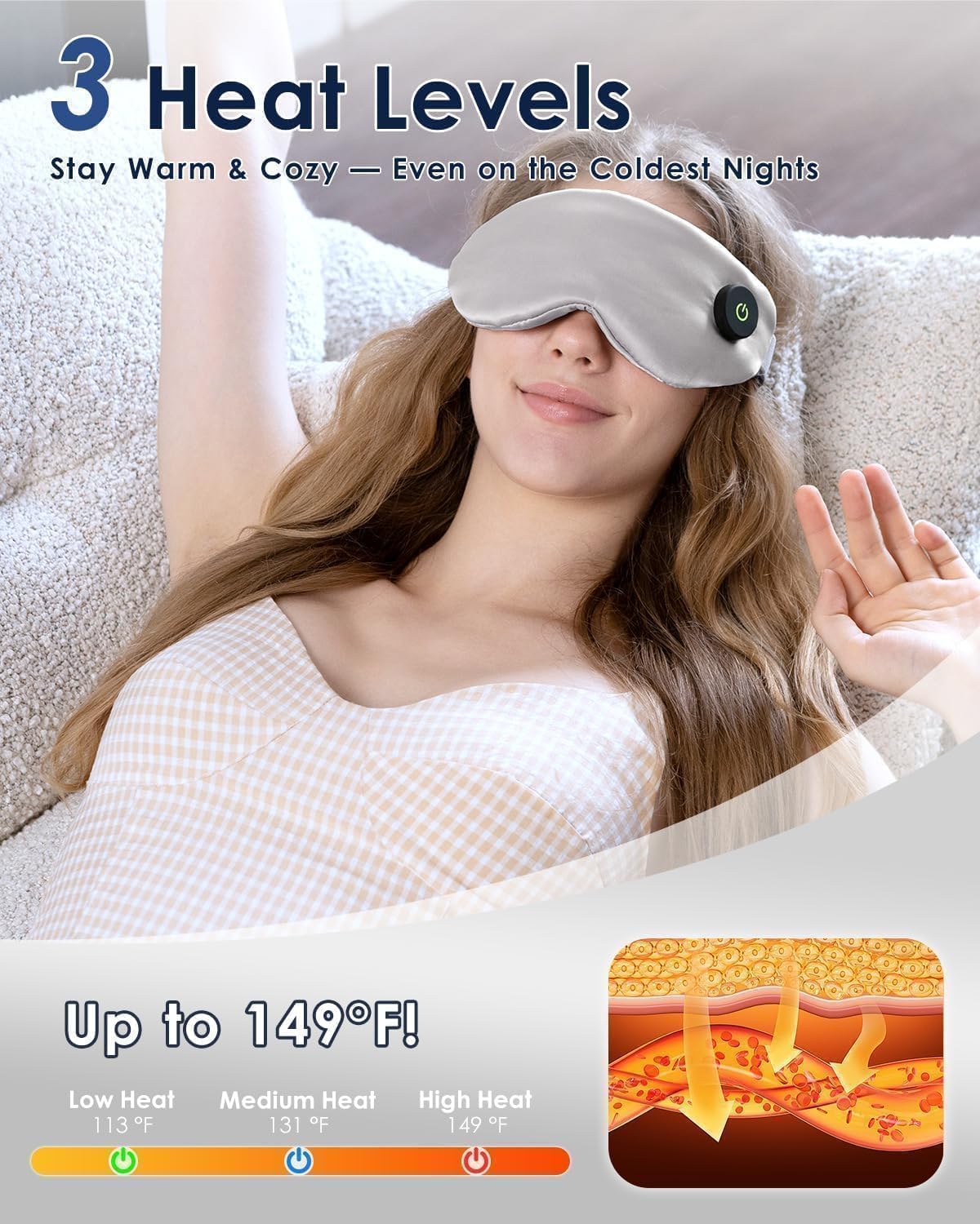 Heated Eye Mask for Dry Eyes, Cordless Sleep Mask with Warm Compress