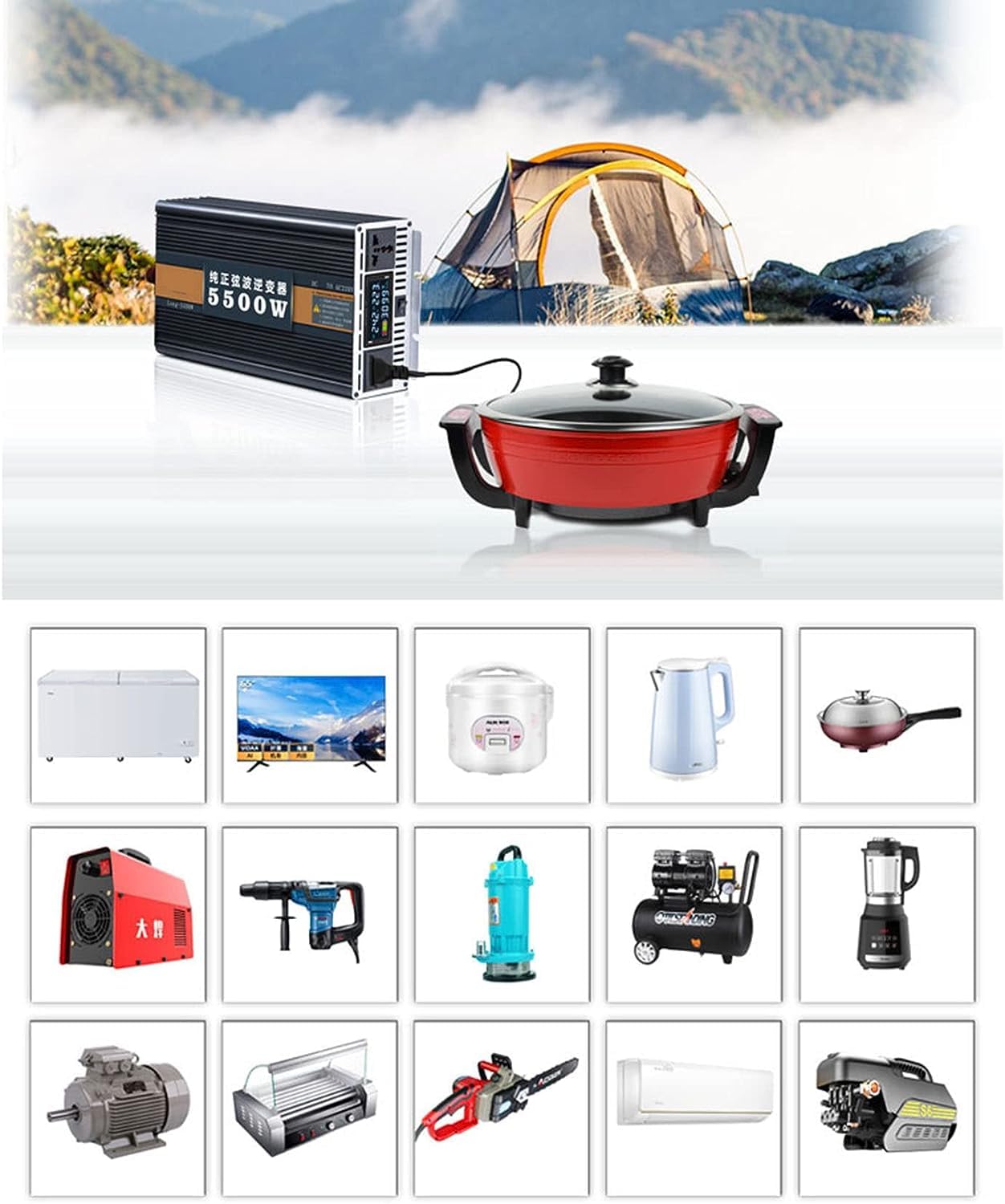 2,5 kW, 4 kW, 5 kW, 6 kW, 8 kW, 10 kW, 12 kW, falownik sinusoidalny, 12 V, 24 V, 48 V, 60 V, do 220 V, 240 V, adapter konwertera zasilania, domowy falownik solarny do samochodów ciężarowych, na